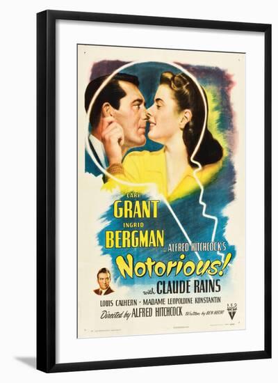 NOTORIOUS, Cary Grant, Ingrid Bergman, Claude Rains, 1946-null-Framed Art Print