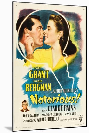 NOTORIOUS, Cary Grant, Ingrid Bergman, Claude Rains, 1946-null-Mounted Art Print