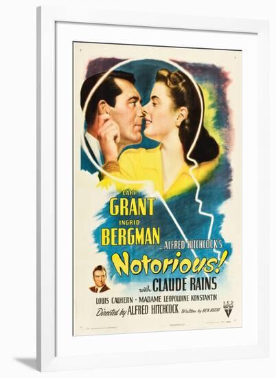 NOTORIOUS, Cary Grant, Ingrid Bergman, Claude Rains, 1946-null-Framed Art Print