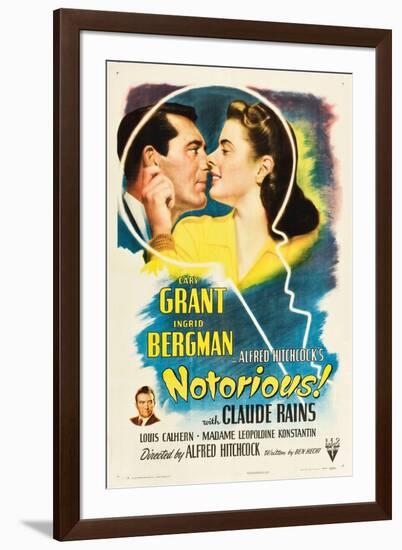 NOTORIOUS, Cary Grant, Ingrid Bergman, Claude Rains, 1946-null-Framed Art Print