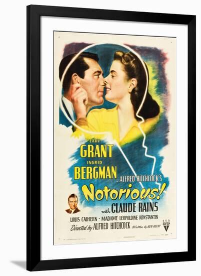 NOTORIOUS, Cary Grant, Ingrid Bergman, Claude Rains, 1946-null-Framed Art Print