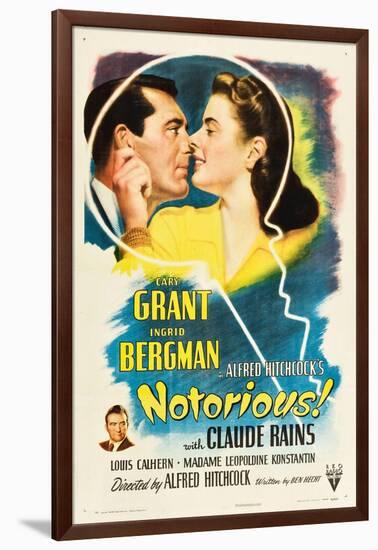 NOTORIOUS, Cary Grant, Ingrid Bergman, Claude Rains, 1946-null-Framed Art Print