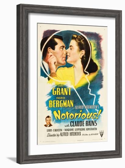 NOTORIOUS, Cary Grant, Ingrid Bergman, Claude Rains, 1946-null-Framed Art Print