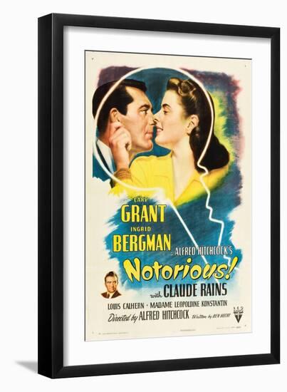 NOTORIOUS, Cary Grant, Ingrid Bergman, Claude Rains, 1946-null-Framed Art Print