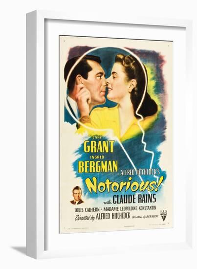 NOTORIOUS, Cary Grant, Ingrid Bergman, Claude Rains, 1946-null-Framed Art Print