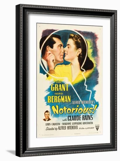 NOTORIOUS, Cary Grant, Ingrid Bergman, Claude Rains, 1946-null-Framed Art Print