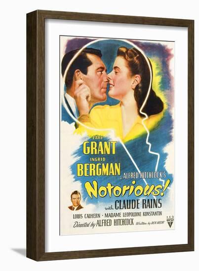 Notorious, Cary Grant, Ingrid Bergman, Claude Rains, 1946-null-Framed Art Print