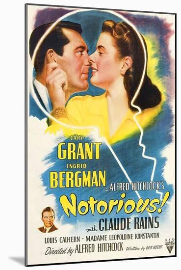 Notorious, Cary Grant, Ingrid Bergman, Claude Rains, 1946-null-Mounted Art Print