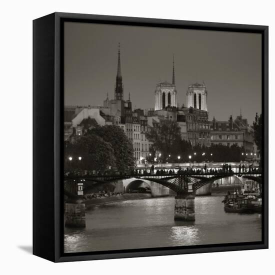 Notre Dame and Pont Des Arts, Paris, France-Jon Arnold-Framed Stretched Canvas