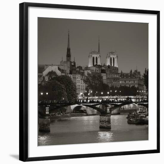 Notre Dame and Pont Des Arts, Paris, France-Jon Arnold-Framed Premium Photographic Print