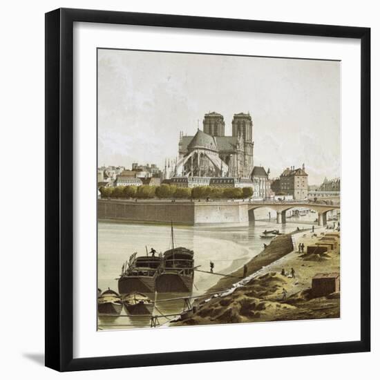 Notre-Dame and the Banks of the Seine in Paris, 1830, France-null-Framed Giclee Print