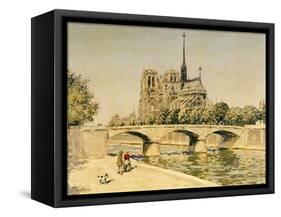 Notre Dame and the Seine-Jean Francois Raffaelli-Framed Stretched Canvas