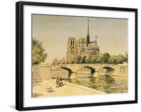 Notre Dame and the Seine-Jean Francois Raffaelli-Framed Giclee Print