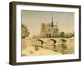 Notre Dame and the Seine-Jean Francois Raffaelli-Framed Premium Giclee Print