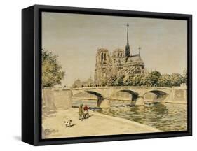 Notre Dame and the Seine-Jean Francois Raffaelli-Framed Stretched Canvas