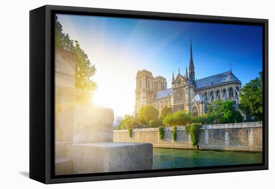 Notre Dame at Sunset - Paris-dellm60-Framed Stretched Canvas