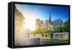 Notre Dame at Sunset - Paris-dellm60-Framed Stretched Canvas