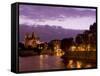 Notre Dame Cathedral and Ile Saint-Louis at Dusk, Paris, France, Europe-Pitamitz Sergio-Framed Stretched Canvas