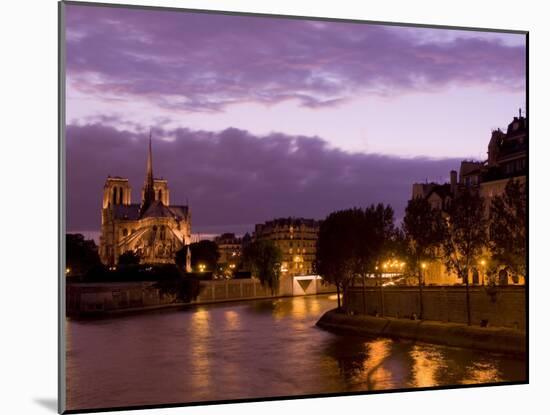 Notre Dame Cathedral and Ile Saint-Louis at Dusk, Paris, France, Europe-Pitamitz Sergio-Mounted Photographic Print