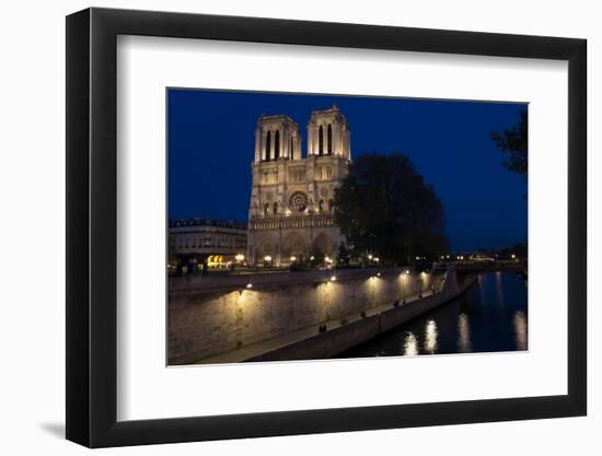 Notre Dame Cathedral and River Seine at Night, Paris, France, Europe-Peter Barritt-Framed Photographic Print