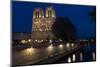 Notre Dame Cathedral and River Seine at Night, Paris, France, Europe-Peter Barritt-Mounted Photographic Print
