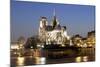 Notre Dame Cathedral and River Seine at Night, Paris, Ile De France, France, Europe-Markus Lange-Mounted Photographic Print