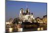 Notre Dame Cathedral and River Seine at Night, Paris, Ile De France, France, Europe-Markus Lange-Mounted Photographic Print