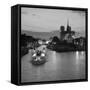 Notre Dame Cathedral and River Seine, Paris, France-Jon Arnold-Framed Stretched Canvas