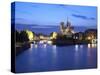 Notre Dame Cathedral and River Seine, Paris, France-Jon Arnold-Stretched Canvas