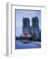 Notre Dame Cathedral and Taxi, Paris, France-Jon Arnold-Framed Photographic Print