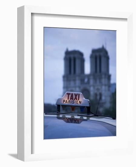 Notre Dame Cathedral and Taxi, Paris, France-Jon Arnold-Framed Photographic Print