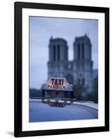 Notre Dame Cathedral and Taxi, Paris, France-Jon Arnold-Framed Photographic Print