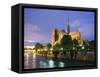 Notre Dame Cathedral and the River Seine, Paris, France, Europe-Gavin Hellier-Framed Stretched Canvas