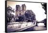 Notre Dame Cathedral and the Seine River, Paris, France-Russ Bishop-Framed Stretched Canvas