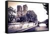 Notre Dame Cathedral and the Seine River, Paris, France-Russ Bishop-Framed Stretched Canvas