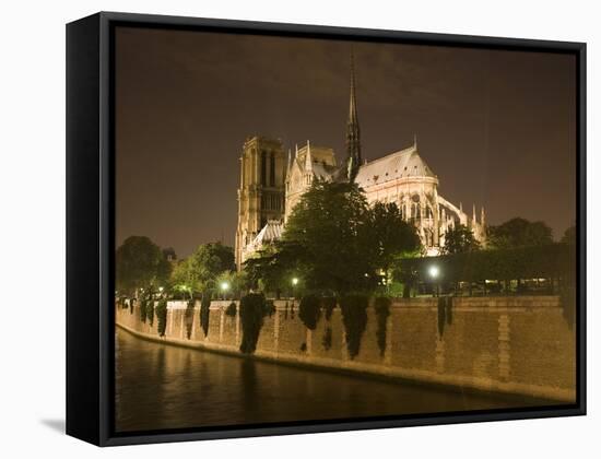 Notre Dame Cathedral at Night, Paris, France-Jim Zuckerman-Framed Stretched Canvas