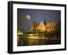 Notre Dame Cathedral at Night, with Moon Rising Above, Paris, France, Europe-Howell Michael-Framed Photographic Print