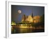 Notre Dame Cathedral at Night, with Moon Rising Above, Paris, France, Europe-Howell Michael-Framed Photographic Print