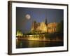 Notre Dame Cathedral at Night, with Moon Rising Above, Paris, France, Europe-Howell Michael-Framed Photographic Print