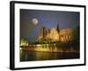 Notre Dame Cathedral at Night, with Moon Rising Above, Paris, France, Europe-Howell Michael-Framed Photographic Print