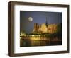 Notre Dame Cathedral at Night, with Moon Rising Above, Paris, France, Europe-Howell Michael-Framed Photographic Print