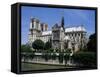 Notre Dame Cathedral from the Left Bank, Paris, France-Michael Short-Framed Stretched Canvas