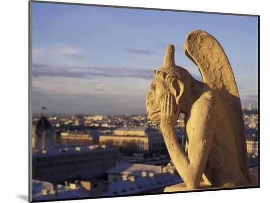 Notre Dame Cathedral Gargoyle, Paris, France-David Barnes-Mounted Photographic Print