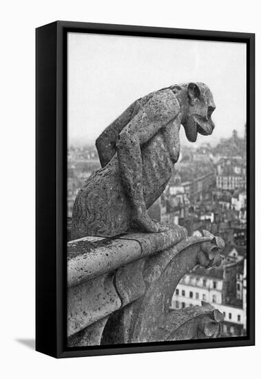 Notre Dame Cathedral Gargoyle Paris-null-Framed Stretched Canvas