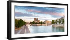 Notre Dame Cathedral on the Banks of the Seine River at Sunrise, Paris, Ile-De-France, France-null-Framed Photographic Print