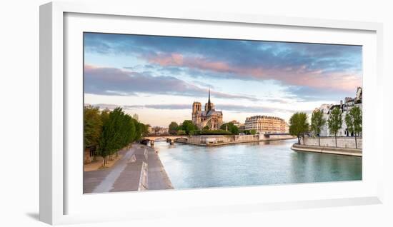 Notre Dame Cathedral on the Banks of the Seine River at Sunrise, Paris, Ile-De-France, France-null-Framed Photographic Print