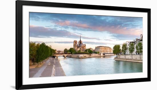 Notre Dame Cathedral on the Banks of the Seine River at Sunrise, Paris, Ile-De-France, France-null-Framed Photographic Print