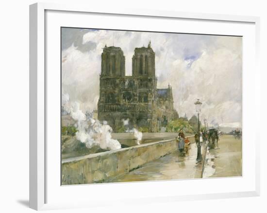 Notre Dame Cathedral, Paris, 1888-Childe Hassam-Framed Premium Giclee Print