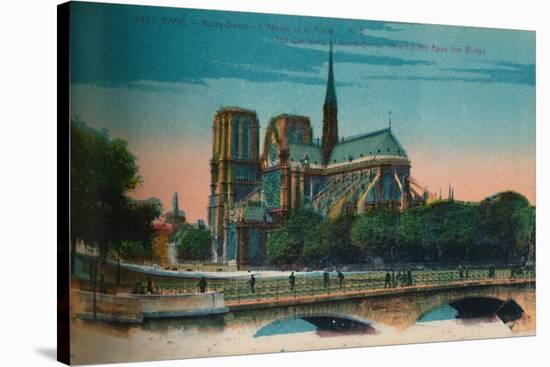 Notre-Dame Cathedral showing the Apse and the Pont Notre-Dame, Paris, c1920-Unknown-Stretched Canvas