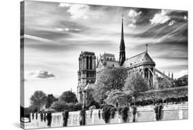 Notre Dame Cathedral - the banks of the Seine in Paris - France-Philippe Hugonnard-Stretched Canvas